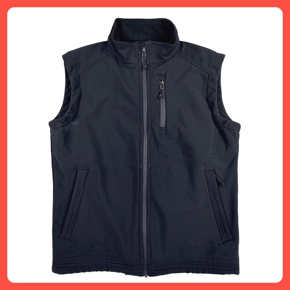 Rafter C Softshell Western Vest Women SMALL Black Poly Stretch Fleece Lined Zip